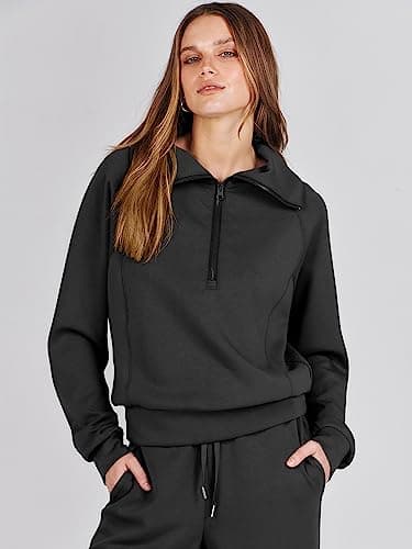 ANRABESS Women 2 Piece Outfits 2025 Fall Fashion Airport Wide Leg Pants Lounge Set Leisure Travel Vacation Clothes Sweatsuits Black Small - Image 8