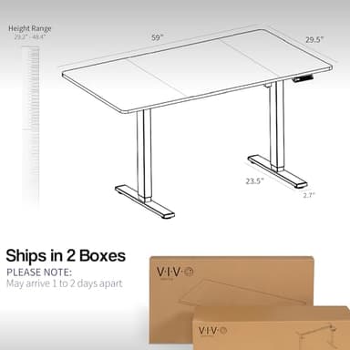 VIVO Electric 60 x 30 in Standing Desk, Memory Height Adjustment, 1B Series, Black Top Black Frame, DESK-KIT-1B6B-30 - Image 3