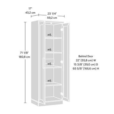 Sauder HomePlus Kitchen Pantry Storage Cabinet with Adjustable Shelves, Laundry Bathroom, L: 23.31" x W: 17.01" x H: 71.18", Dakota Oak - Image 13