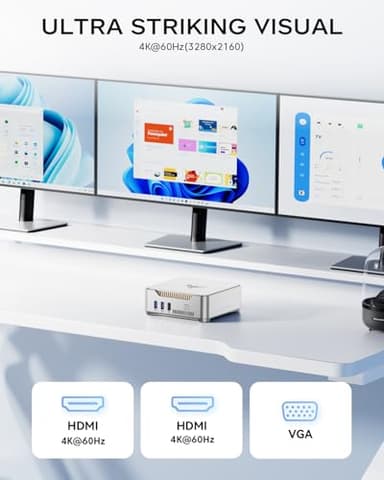 KAMRUI GK3Plus Mini PC, 16GB RAM 512GB M.2 SSD Mini Computers,12th Alder Lake N95 (up to 3.4GHz) Micro PC, 2.5''SSD, Gigabit Ethernet,4K UHD,Three Screen Display, WiFi,BT,VESA/Home/Business Small pc - Image 5