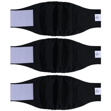 CuteBone Dog Diapers Male Washable Belly Band for Male Dogs Wraps Black 3pcs a Pack DM44S - Image 1