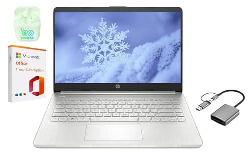 HP 14" LED Business Laptop Computer, 16GB RAM 320GB Storage (64GB eMMC+256GB SD Card), Intel Quad-Core N4120, Windows 11 S Laptop with 1-Year Microsoft Office 365, PLUSERA Earphones, Silver - Image 1