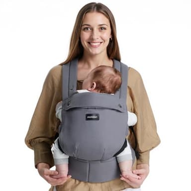 Momcozy Baby Carrier - Ergonomic, Cozy and Lightweight Carrier for 7-44lbs, Effortless to Put On, Ideal for Hands-Free Parenting, Enhanced Lumbar Support, Purehug for Infant to Toddler, Grey - Image 1