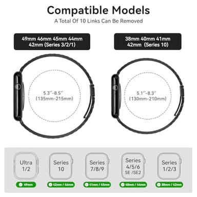 SUNFWR Compatible with Apple Watch Band 44mm 45mm 42mm 46mm 49mm for Men Women, Stainless Steel Metal iWatch Band for Apple Watch Series11/10/9/8/7/6/5/4/3/2/1/SE/SE2/SE3 Ultra3/2/1 (No case) - Image 2