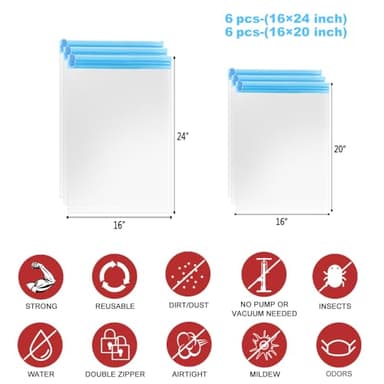 ALMING Compression Bags - Travel Essentials 12 Pack Space Saver No Vacuum or Pump Needed Storage Accessorie and Home Packing Organizers (transparent) - Image 5