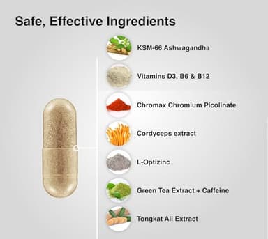 Mdrive Boost and Burn Testosterone Booster and Fat Burner for Men, Energy, Strength, Stress Relief, KSM-66 Ashwagandha, Advantra Z, Chromax, 60 Capsules - Image 5