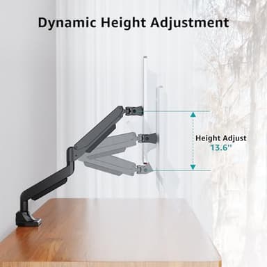 MOUNT PRO Single Monitor Mount for Max 43 Inch Ultrawide Computer Screen, Premium Aluminum Heavy Duty Monitor Arm Holds 6.6lbs to 33lbs, Gas Spring Full Motion Display Desk Stand, VESA Mount - Image 5