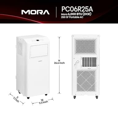 Mora Mora by Hisense 6,000 BTU (DOE), 8,800 BTU (ASHRAE), Portable Air Conditioner, 3 Operating Modes (Cool, Dry, Fan), Cools up to 250 SF, Remote Control and Window Vent Installation Kit Included - Image 2