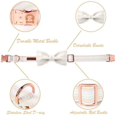 MR.CHUBBYFACE Orange Dog Collar with Bowtie, Cute Fall Pet Collar for Girl Boy Female Dogs, Adjustable Cotton Puppy Collar with Metal Buckle for Large Dogs - Image 3