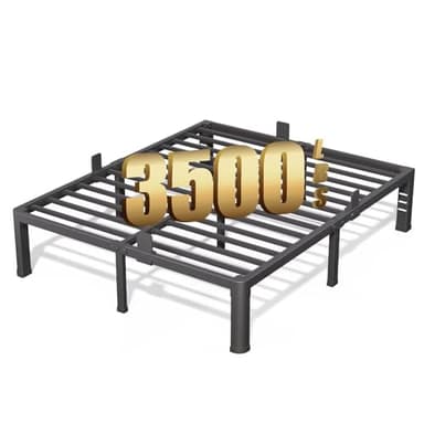 FUIOBYVV 14 Inch Queen Bed Frame with Rounded Corner and Headboard Hole Mattress Retainers 3500 LBS Metal Heavy Duty Steel Slats Support No Box Spring Needed Platform Noise Free Easy Assembly - Image 1