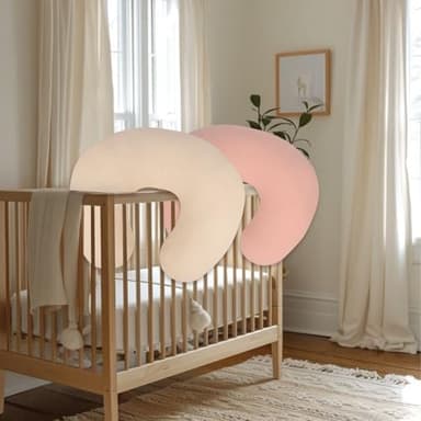 Nursing Pillow Cover - 2-Pack Muslin Cotton Removable Covers for Breastfeeding Pillows, Ultra-Soft Baby Feeding Pillowcase for Newborns, Fits 22.5"x18" Pillows (Pink & Cream) - Image 7