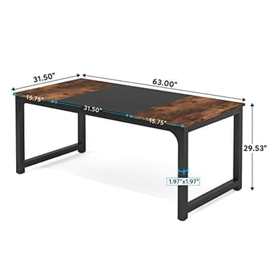 Tribesigns Modern Computer Desk, 63 x 31.5 inch Large Office Desk Computer Table Study Writing Desk Workstation for Home Office, Vintage Black Metal Frame - Image 2