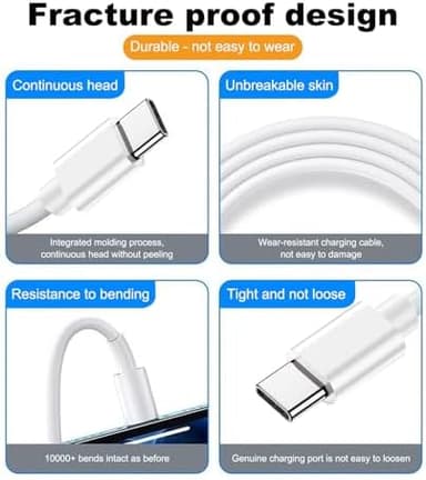 2 Pack Car Carplay Cable for iPhone 17 Air/15/16 16e 15 Pro Max 15 Plus USB A to USB Type C Data Cord,iPad 10th Gen, Samsung Galaxy Tab A7 A8 A9 S10+ S9 S8 S7 Note 10 S10,LG Phone Charger Charging - Image 5