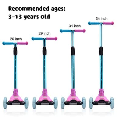 3 Wheel Scooter for Kids, Kids Scooter with Light Up Wheels, Sturdy Deck Design, and 4 Height Adjustable Suitable for Kid Ages 3-12 - Image 4