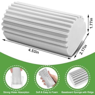 Jeymei 4-Pack Damp Clean Duster Sponge, Sponge Cleaning Brush, Duster for Cleaning Blinds, Glass, Baseboards, Vents, Railings, Mirrors,Window Track Grooves and Faucets（Gray） - Image 2