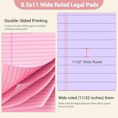 Legal Pads 8.5 x 11 Colored Note Pads, 2 Pack Notepads 8.5 x 11 Lined Paper, Colored Notebook Paper Writing Pads 30 Sheets per Colored Paper Pads 8.5 x 11 for Purple Legal Pads Home Office School - Image 3