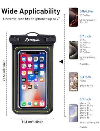 PEORSEFI IP68 Waterproof Phone Pouch, Floating Waterproof Phone Case for iPhone 16 15 Pro Max Galaxy S24+ S23 Pixel 8 Pro with Detachable Lanyard, Cellphone Dry Bags Beach Vacation Essentials -2 Pack - Image 6