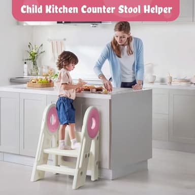 Foldable Toddler Step Stool, 2-3 Step Kids Bathroom Stool for Sink and Toilet, Non-Slip Potty Training Helper for Ages 18 Months to 3 Years (Pink) - Image 7