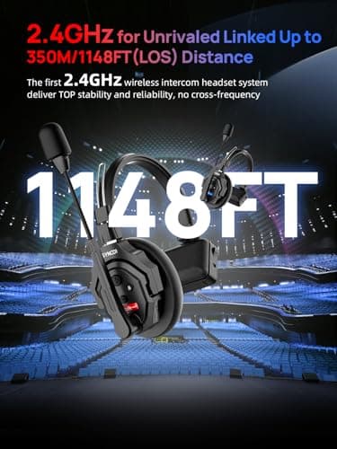 SYNCO XTALK X5 Wireless Intercom Headset System, 2.4GHz Full Duplex Group Talk Coms with 24H 350M/1148FT Real-time Monitoring, Single-Ear-Headsets-for-Communication - Image 7