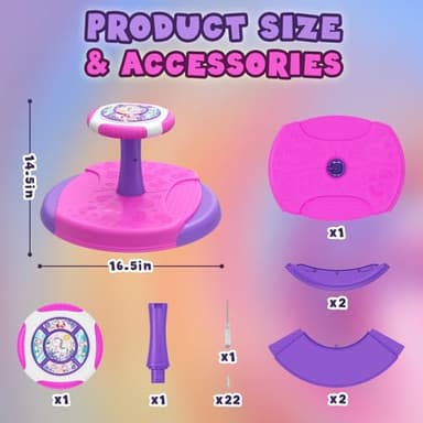 HYES Unicorn Sit and Spin Toys for Toddlers 1-3 Girls, 360° Toddler Spinning Seat with LED Lights and Music, Sensory Toys Birthday for Kids 3-5 - Image 9