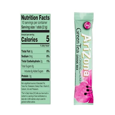 AriZona Green Tea with Ginseng and Honey - On-the-Go Powdered Drink Mix, 0.07oz 120 Count - 10ct Boxes (Pack of 12) - Image 2