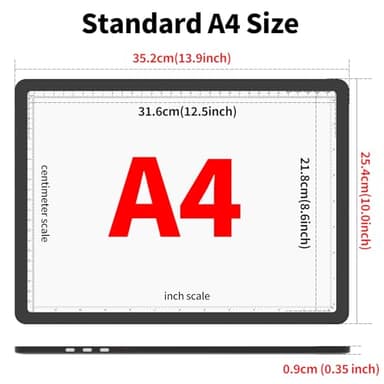 TOHETO A4 Light Board for Diamond Painting, Super Bright Magnetic Light Pad with Side Buttons, Lightbox for Tracing and Drawing, Corded Light Table for Sketching, Animation, Weeding Vinyl (Black) - Image 2