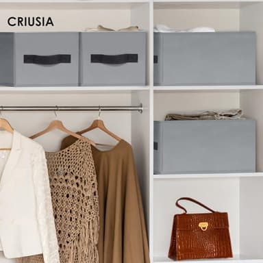 Criusia Large Storage Baskets for Organizing -8 Pack Fabric Storage Bins for Clothes, Home Closet Organizers and Storage Baskets for Shelves, 16x12 Foldable Storage Cubes for Blanket Toys Comforter - Image 4