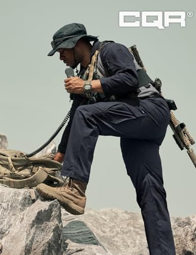 CQR Men's Flex Ripstop Tactical Pants, Water Resistant Stretch Cargo Pants, Lightweight EDC Hiking Work Pants, Dura Flex Mag Pocket Operator Navy, 34W x 32L - Image 4