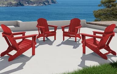 SERWALL Folding Adirondack Chair Outdoor Adirondack Chairs Weather Resistant for Patio - New Red - Image 8