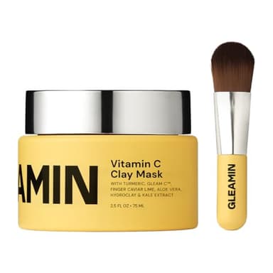 Gleamin Vitamin C Clay Mask for Dark Spots, Turmeric Clay Face Mask Skin Care, Deeply Cleanses & Refines Pores, Brightens Uneven Tone and Helps Improve Post-Blemish Scarring & Texture, Up to 20 Uses - Image 1