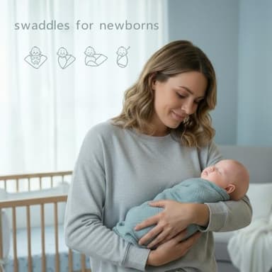 Muslin Swaddle Blankets for Newbron, Receivig Blankets for Boys, Large 47x47 Inch Soft Brethable Lightweight Cotton Blankets, 3 Pack, (Green, Cream White, Blue) - Image 2