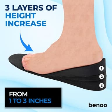 Height Increase Insoles for Mens Shoes (1 to 3" Boost) Adjustable 3 Layer Height Booster Inserts to Make You Instantly Taller, Heel Lifts (Mens 10-12.5) - Image 2
