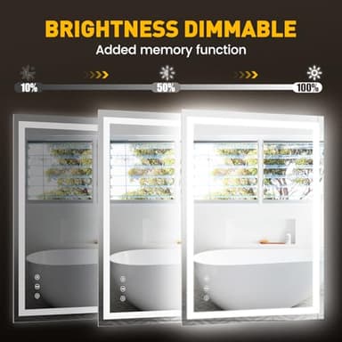 YOLEO 24x36 LED Bathroom Mirror, 36x24 Led Mirror for Bathroom with Front and Backlit, Lighted Bathroom Vanity Mirror for Wall, Anti-Fog, Dimmable, Memory Function, 3 Colors, Horizontal/Vertical - Image 6