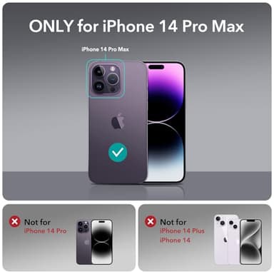 ESR for iPhone 14 Pro Max Case with Stand, Compatible with MagSafe, Full-Body Military-Grade Drop Proof Case with Built-in 9H+ Tempered Glass Screen Protector, Armor Series, Clear Black - Image 2