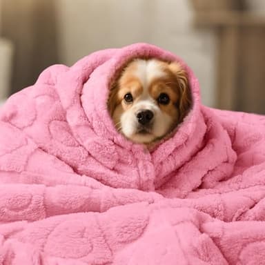 Luciphia Waterproof Dog Blanket for Medium Large Dogs Washable Bed Couch Protector Soft Fluffy 3D Heart Jacquard Pet Blanket with Sherpa Fleece Cozy Calming Throw Blankets, Pink 65x57 inch - Image 7
