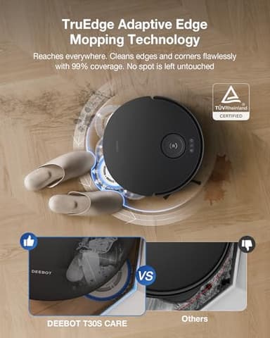 ECOVACS DEEBOT T30S Care Robot Vacuum and Mop, 11000Pa, ZeroTangle Technology, TruEdge Adaptive Edge, Hot Wate Washing, Self-Emptying, Self Refilling, Auto Lifting, Obstacle Avoidance - Image 3