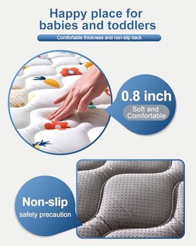 Odorless Premium Foam Baby Play Mat 79" x 71", Soft Microfiber Fabric Crawling Mat for Floor- Comfortable and Hypoallergenic, Non-Slip Cushioned Floor Playpen mat for Infants,Babies,Toddlers - Image 4