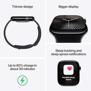 Apple Watch Series 10 [GPS + Cellular 46mm case] Smartwatch with Jet Black Aluminum Case with Black Sport Band - M/L. Fitness Tracker, ECG App, Always-On Retina Display, Water Resistant - Image 4