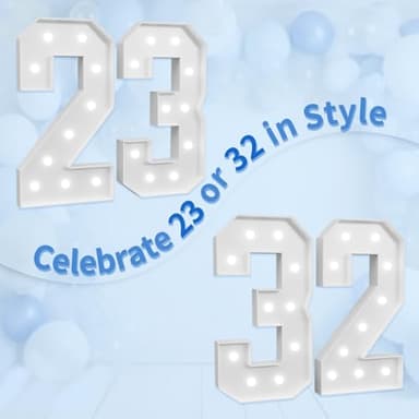 Marquee Numbers Large 23rd-Birthday Decorations: 4ft Light Up Number Party Decor 32 Year Old Women And Men 32th Birthday Decoration Backdrop Anniversary Cardboard Big Mosaic Balloon Frame Number 23 - Image 6