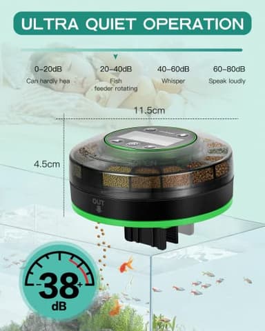 Petbank Automatic Fish Feeder for Aquarium - Moisture-Proof and Precision Feeding Betta Vacation Feeder, USB Rechargeable Auto Fish Food Dispenser with Timer,LCD Display - Image 7