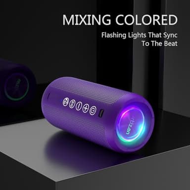 Ortizan Portable Bluetooth Speaker: IPX7 Waterproof, 24W Loud Sound, Deep Bass, Bluetooth 5.3, LED Lights, Wireless Stereo Pairing, 30H Playtime, for Home/Outdoor/Party/Beach, Birthday Gift (Purple) - Image 2