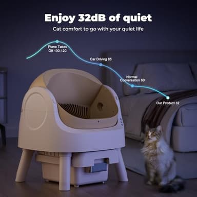 Self-Cleaning Automatic Cat Litter Box, with Open-Top Design, Included Safety Sensor and 10L Large Waste Bin, with Trash Bags and Litter Mat, Coffee Brown - Image 5