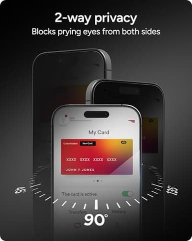 ZAGG Glass Elite Privacy Screen Protector for iPhone 16 Pro Max - 2-Way Privacy Filter, Ultra-Strong Tempered Glass, 5X Stronger, InvisibleShield, Smudge-Free, Easy Install, Recycled Content - Image 4