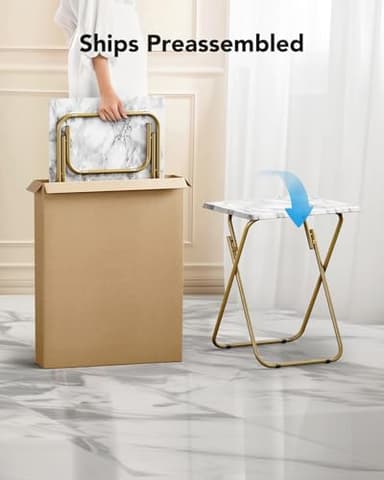 HUANUO Folding TV Tray Table -Stable Tray Table with No Assembly Required, TV Dinner Tray for Eating, Foldable Snack Tables for Bed & Sofa (Marbling) - Image 6