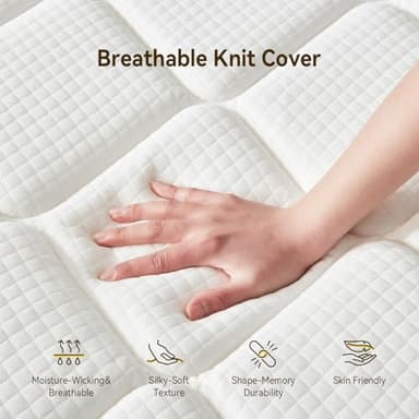 Topllen 12 Inch Queen Hybrid Mattress, Memory Foam & Individually Pocketed Springs for Motion Isolation, Edge Support & Pressure Relief, Fiberglass-Free, CertiPUR-US® Certified, Mattress in a Box - Image 3