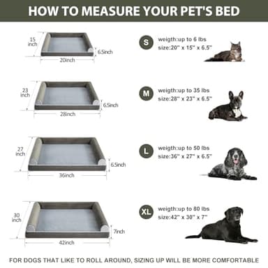 BFPETHOME Washable Dog Beds for Medium Dogs, Orthopedic Dog Bed Medium, Big Couch with Removable Washable Cover, Waterproof Lining and Nonskid Bottom, Egg-Crate Foam Pet Sofa Bed for Sleeping - Image 3