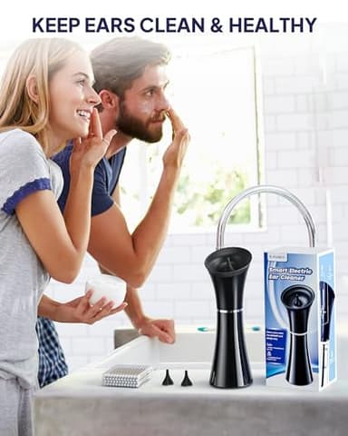 KAUGIC Upgraded Ear Wax Removal with One-Piece Waste Tank, Safe Cleaner with Water Temperature Sensor, Effective Ear Irrigation Kit & USB-A to C Cable, IPX7, Black - Image 7