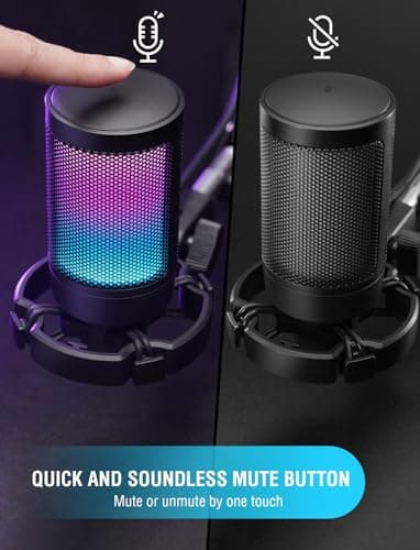 FIFINE Gaming USB Microphone for PC PS5, Condenser Mic with Quick Mute, RGB Indicator, Tripod Stand, Pop Filter, Shock Mount, Gain Control for Streaming Discord Twitch Podcasts Videos- AmpliGame - Image 4