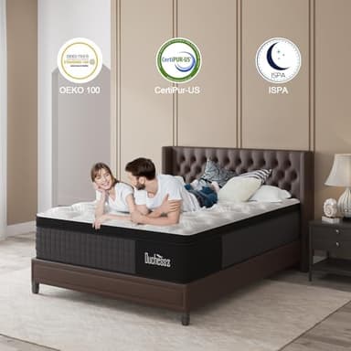 Duchessz Queen Mattress, 12 Inch Hybrid Mattresses Eurotop with Gel Memory Foam,Motion Isolation Individually Wrapped Pocket Coils Breathable Comfort Soft Pressure Relief 100 Night Trial - Image 5