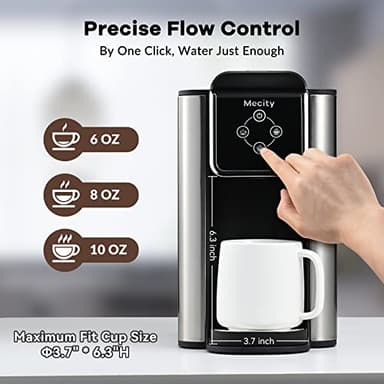 Mecity Coffee Maker 3 in 1 Single Serve Coffee Machine, Compatible with K cup Capsules, Instant Coffee Pot, Tea maker, 6,8,10 Oz Cup, Removable 50 Oz Water Reservoir, 120V 1150W - Image 4